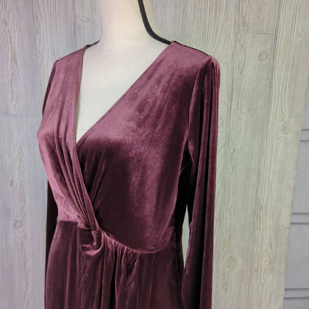 NWT Ann Taylor LOFT $90 Women's Velvet Knot Wrap Dress, Plum Preserve Size M - Picture 3 of 8